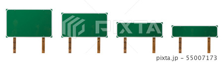 Set of Different Sized Blank Green Road Signs 55007173