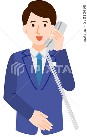 電話をかける男性 シンプル 線なし イラストのイラスト素材