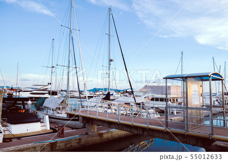Luxury yachts docked in marina. Luxury yachts docked in marina. 55012633