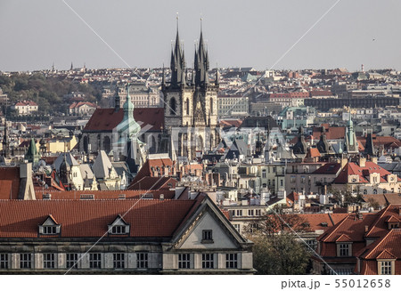 Aerial view of Prague, Czechia 55012658