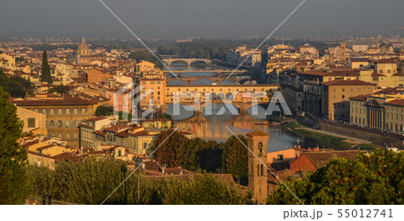 Aerial view of Florence (Italy) at sunrise 55012741