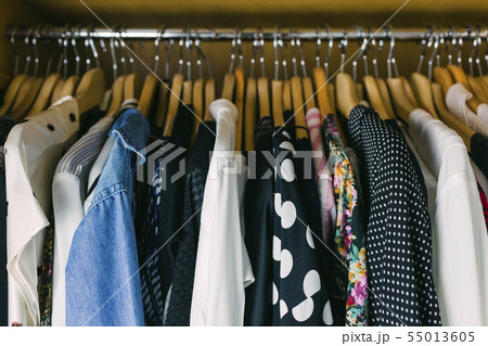 Clothes in wardrobe 55013605