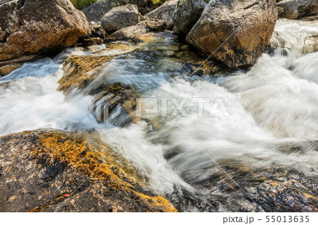Long exposure of flowing stream in Stanley, Idaho 55013635