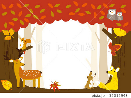 秋イメージイラスト 森の動物たちのイラスト素材