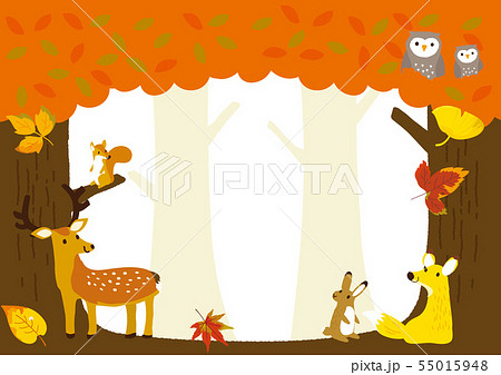 秋イメージイラスト 森の動物たちのイラスト素材