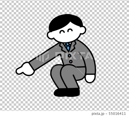 Office worker pointing down with smile (deformed) Office worker pointing down with smile (deformed) 55016411
