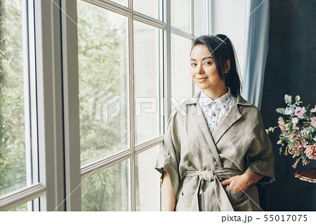 beautiful Asian woman with a hairstyle in Japanese 55017075