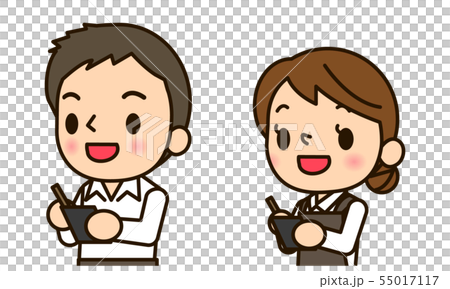 バリスタ男女　注文を受ける 55017117