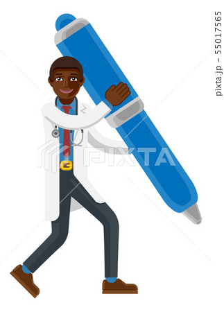 Black Doctor Man Holding Pen Mascot Concept 55017565