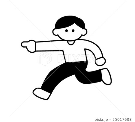 横を指さす私服男性 デフォルメ のイラスト素材