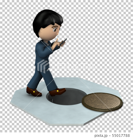 歩きスマホの危険を描いたレンダリングイラスト 55017788