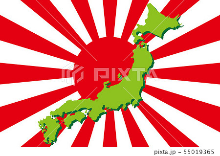 背景素材壁紙 ベクターイラスト 地図 日本列島 日の丸 国旗 ジャパン