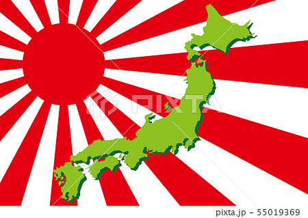 背景素材壁紙 ベクターイラスト 地図 日本列島 日の丸 国旗 ジャパン 無料 フリーサイズ 旭日旗 のイラスト素材