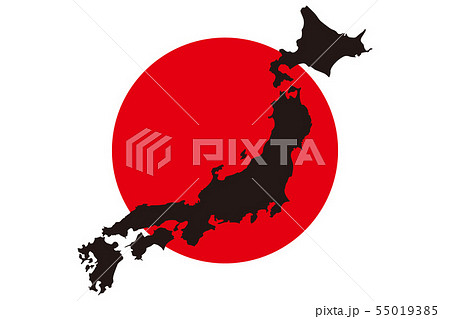 背景壁紙 ベクターイラスト 日本地図 日の丸 Tokyo Japan 無料素材 フリーサイズ 国旗 のイラスト素材 55019385 Pixta