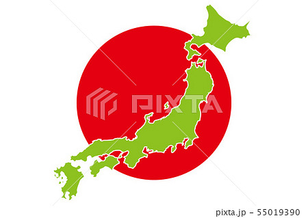 背景壁紙 ベクターイラスト 日本地図 日の丸 日本国旗 アジア地域 無料 フリーサイズ 国家イメージのイラスト素材