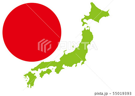 背景壁紙 ベクターイラスト 日本地図 日の丸 日本国旗 アジア地域 無料 フリーサイズ 国家イメージのイラスト素材