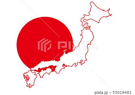 背景イラスト壁紙 ベクター素材 日本地図 日の丸 国旗 ジャパン 無料