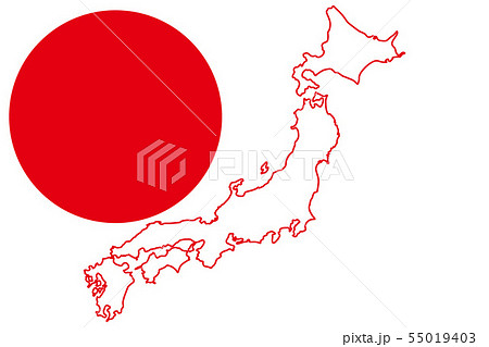 背景イラスト壁紙 ベクター素材 日本地図 日の丸 国旗 ジャパン 無料 フリーサイズ 日本のイメージのイラスト素材