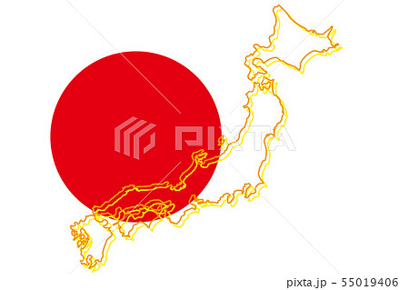 背景壁紙 ベクターイラスト素材 日本地図 列島 地図 日の丸 日本国旗