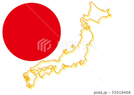 背景壁紙 ベクターイラスト素材 日本地図 列島 地図 日の丸 日本国旗 ジャパン 無料 フリーサイズのイラスト素材