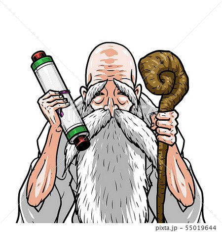 神様 白着物 左杖右巻物 55019644