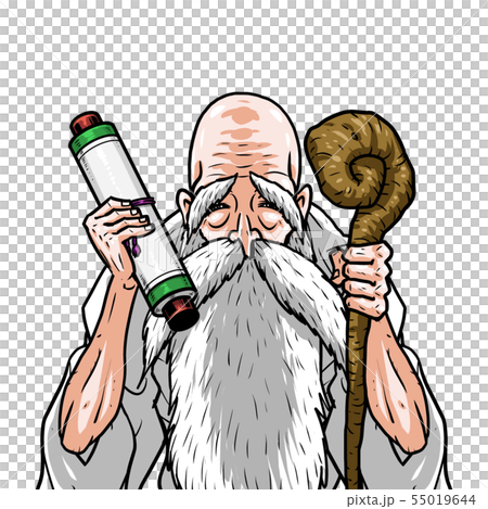 神様 白着物 左杖右巻物 55019644