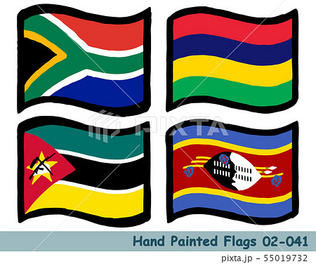 手描きの旗アイコン,南アフリカの国旗,モーリシャスの国旗,モザンビークの国旗,エスワティニの国旗