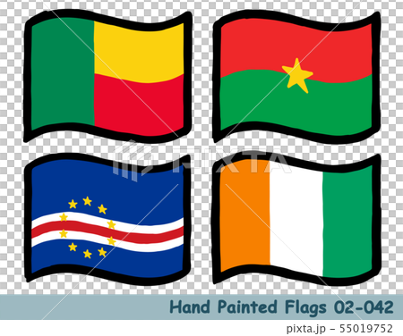 手描きの旗アイコン,ベナンの国旗,ブルキナファソの国旗,カーボベルデの国旗,コートジボワールの国旗 手描きの旗アイコン,ベナンの国旗,ブルキナファソの国旗,カーボベルデの国旗,コートジボワールの国旗 55019752