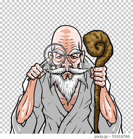 神様 白着物 左杖右虫眼鏡 神様 白着物 左杖右虫眼鏡 55019760