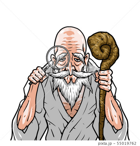 神様 白着物 左杖右虫眼鏡 神様 白着物 左杖右虫眼鏡 55019762