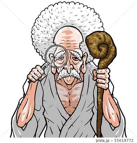 神様 白着物 左杖右虫眼鏡 神様 白着物 左杖右虫眼鏡 55019772