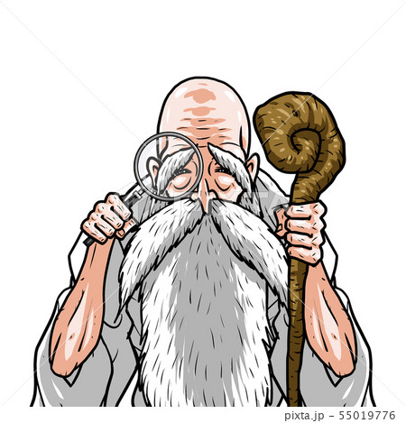 神様 白着物 左杖右虫眼鏡 神様 白着物 左杖右虫眼鏡 55019776