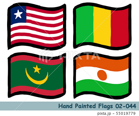手描きの旗アイコン,リベリアの国旗,マリ共和国の国旗,モーリタニアの国旗,ニジェールの国旗