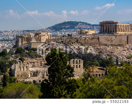 Panoramic view of Athens and Acropolis shot from 55022193