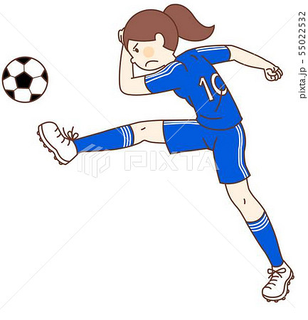 サッカー選手 女性 のイラスト素材