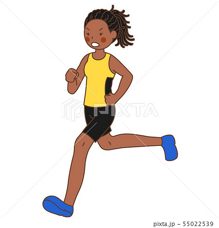 黒人マラソン選手 女性 のイラスト素材