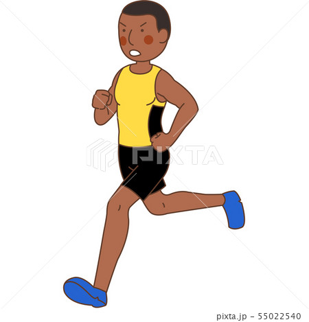 黒人マラソン選手 男性 のイラスト素材