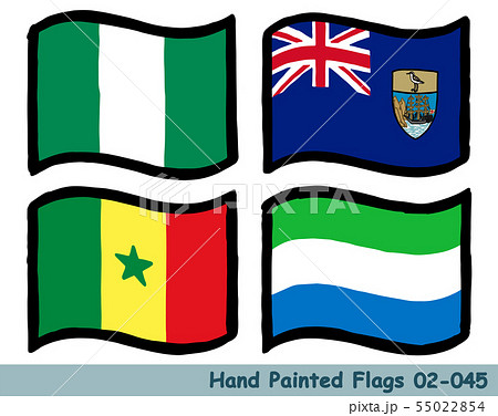 手描きの旗アイコン,ナイジェリアの国旗,セントヘレナの旗,セネガルの国旗,シエラレオネの国旗