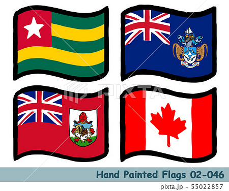 手描きの旗アイコン,トーゴの国旗,トリスタン・ダ・クーニャの旗,バミューダの旗,カナダの国旗