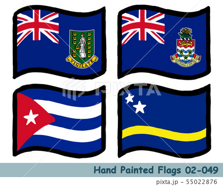 手描きの旗アイコン,ヴァージン諸島の旗,ケイマン諸島の旗,キューバの国旗,キュラソーの旗