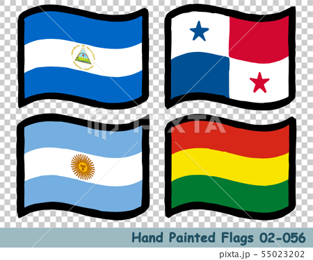 手描きの旗アイコン ニカラグアの国旗 パナマの国旗 アルゼンチンの国旗 ボリビアの国旗のイラスト素材