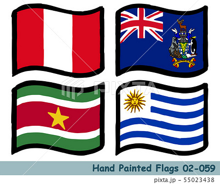 手描きの旗アイコン,ペルーの国旗,スリナムの国旗,ウルグアイの国旗,サウスジョージア・サウスサンドウ