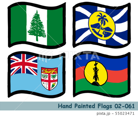 手描きの旗アイコン,ノーフォーク島の旗,ロード・ハウ島の旗,フィジーの国旗,ニューカレドニアの旗