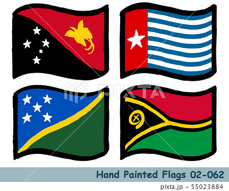 手描きの旗アイコン,パプアニューギニアの国旗,西パプアの旗,ソロモン諸島の国旗,バヌアツの国旗