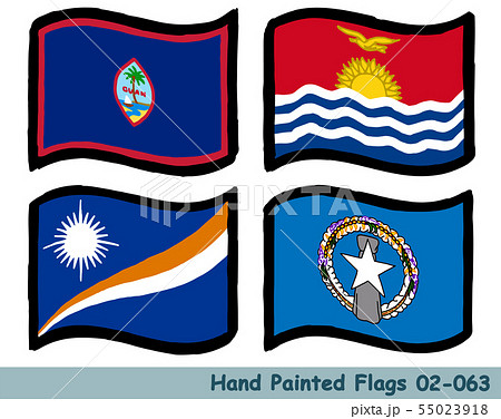 手描きの旗アイコン,グアムの旗,キリバスの国旗,マーシャル諸島の国旗,マリアナ諸島の旗