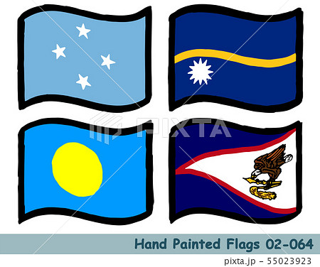 手描きの旗アイコン,ミクロネシア連邦の国旗,ナウルの国旗,パラオの国旗,サモアの旗