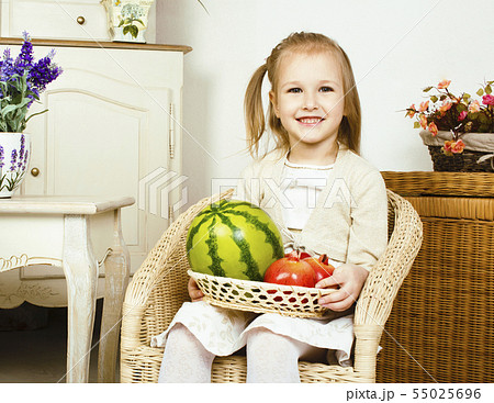 little cute girl playing at home, lifestyle people concept 55025696