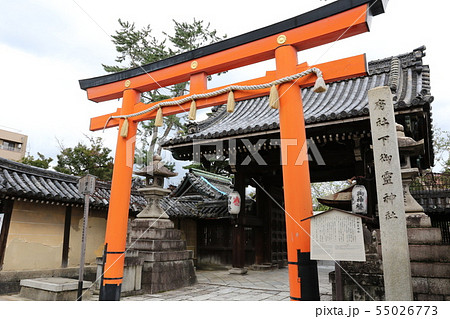 京都府京都市上京区　下御霊神社の鳥居と表門 55026773