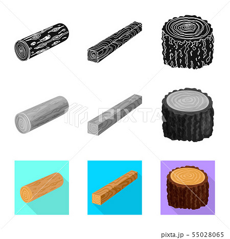 Vector design of tree and raw logo. Collection of tree and construction stock symbol for web. 55028065