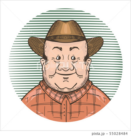 Agricultural illustration. Portrait of a man in a hat. 55028484